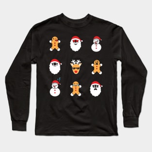 Funny Christmas Emojis Long Sleeve T-Shirt